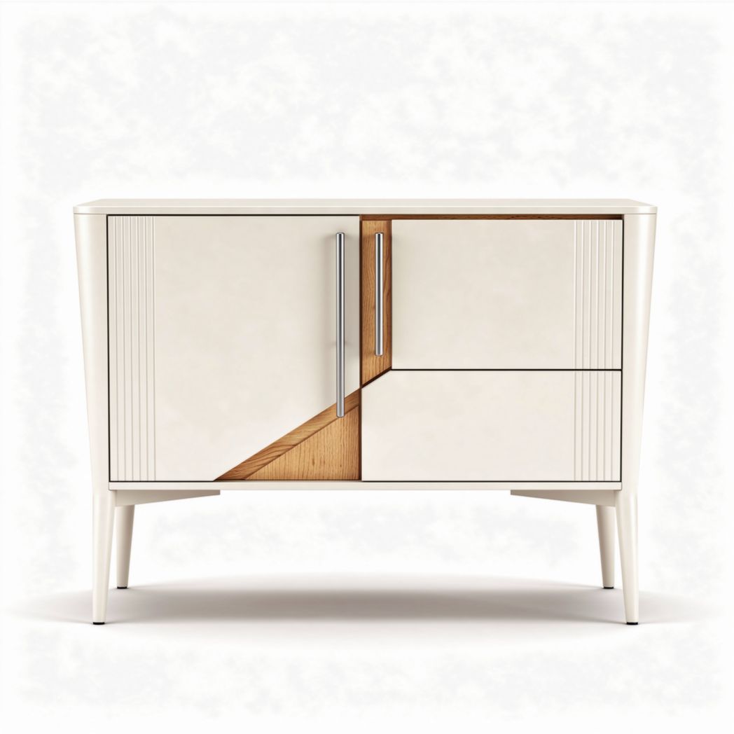 Modern cabinet with two doors and wooden accents 60 x 40 x 75cm