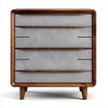 Wooden nightstand with three textured drawers and modern design 55 x 45 x 50cm