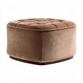 Velvet upholstered storage ottoman in brown 60 x 60 x 40cm for living room use