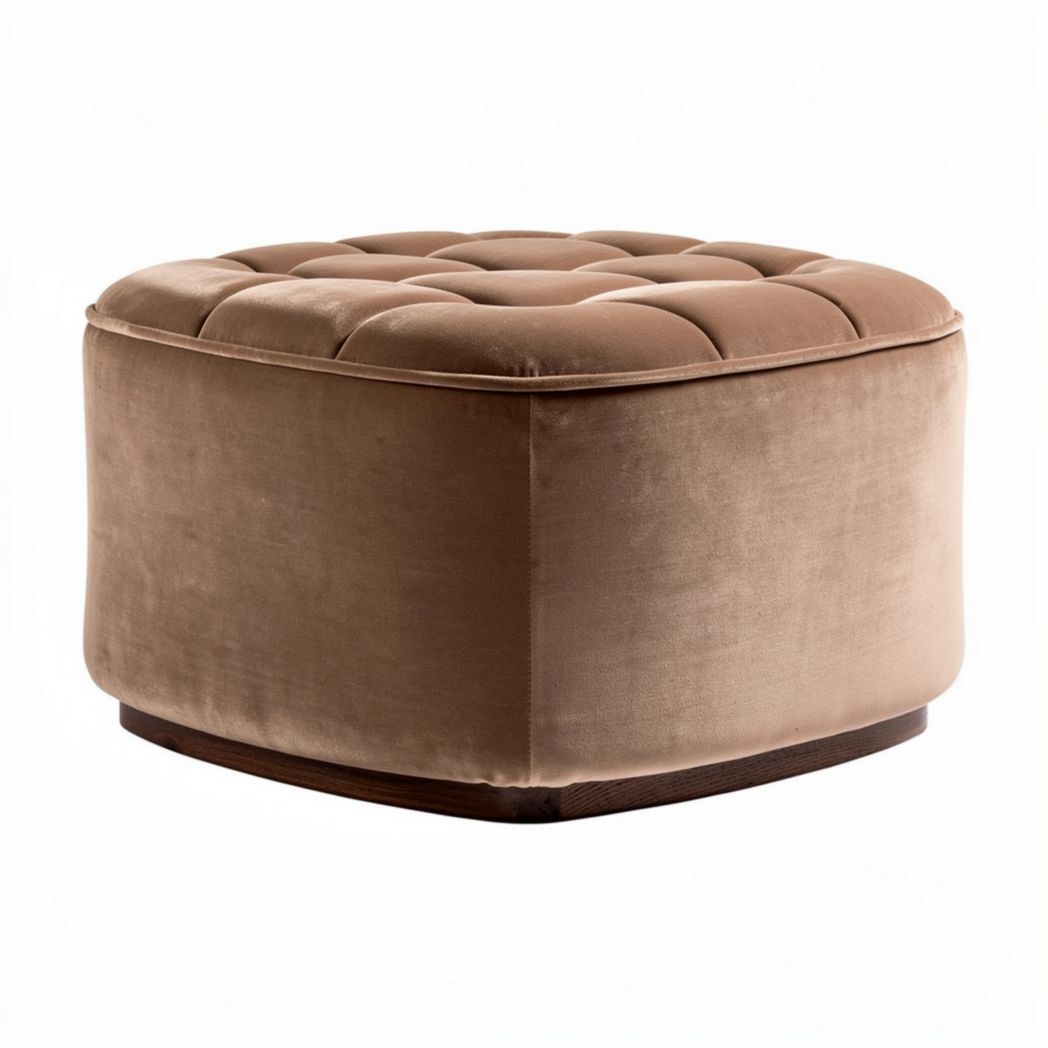 Velvet upholstered storage ottoman in brown 60 x 60 x 40cm for living room use