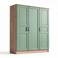 Three-door wardrobe in green and wood finish 120 x 60 x 180cm