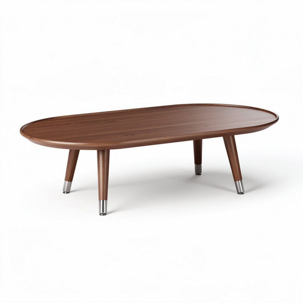 Rectangular walnut coffee table with tapered legs 100 x 60 x 45cm
