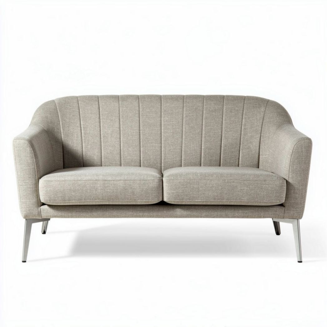Two-seater sofa in light gray fabric with a modern design 150 x 75 x 80cm