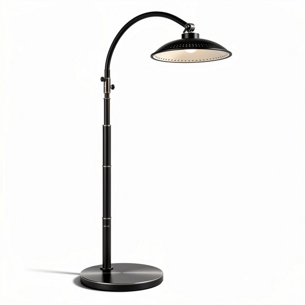 Arc floor lamp with adjustable shade in black metal 50 x 30 x 140cm