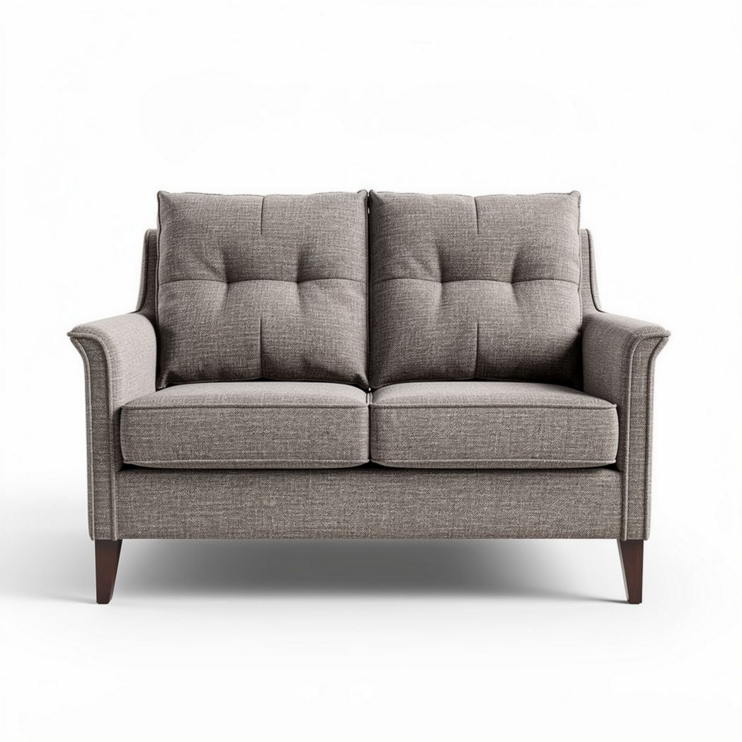 Two-person sofa with tufted upholstery in gray fabric 140 x 80 x 85cm