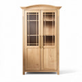 Glass door cabinet in natural wood finish 80 x 40 x 160cm with adjustable shelves