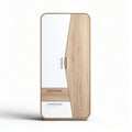 Wooden wardrobe with white and natural finish 180 x 80 x 45cm for bedroom storage