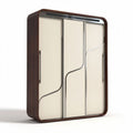 Sliding door wardrobe with wooden frame and cream colored panels 150 x 50 x 200cm