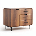 Wooden sideboard cabinet with three drawers and metal legs 80 x 40 x 70cm